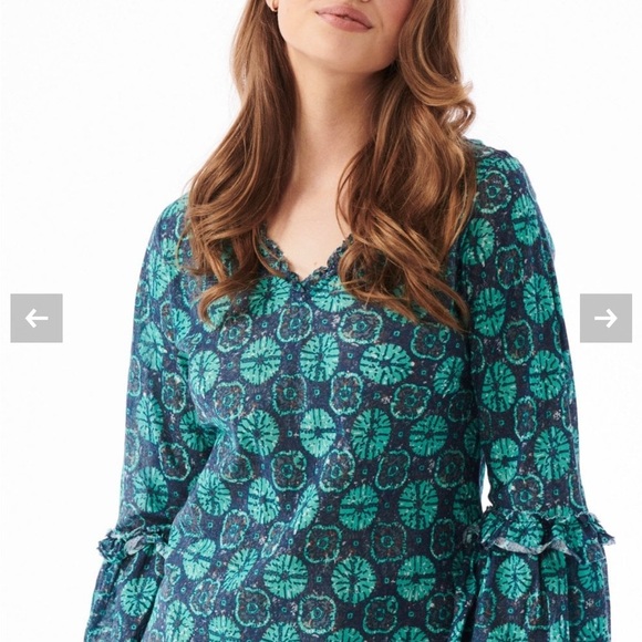 One Season Australia Blue Ruffled Tiered Sundress with Bell Sleeves - Picture 2 of 10